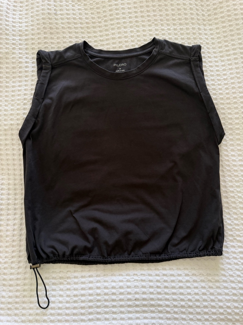 Pilcro Sleeveless Drawstring Hem Top Black Size Medium